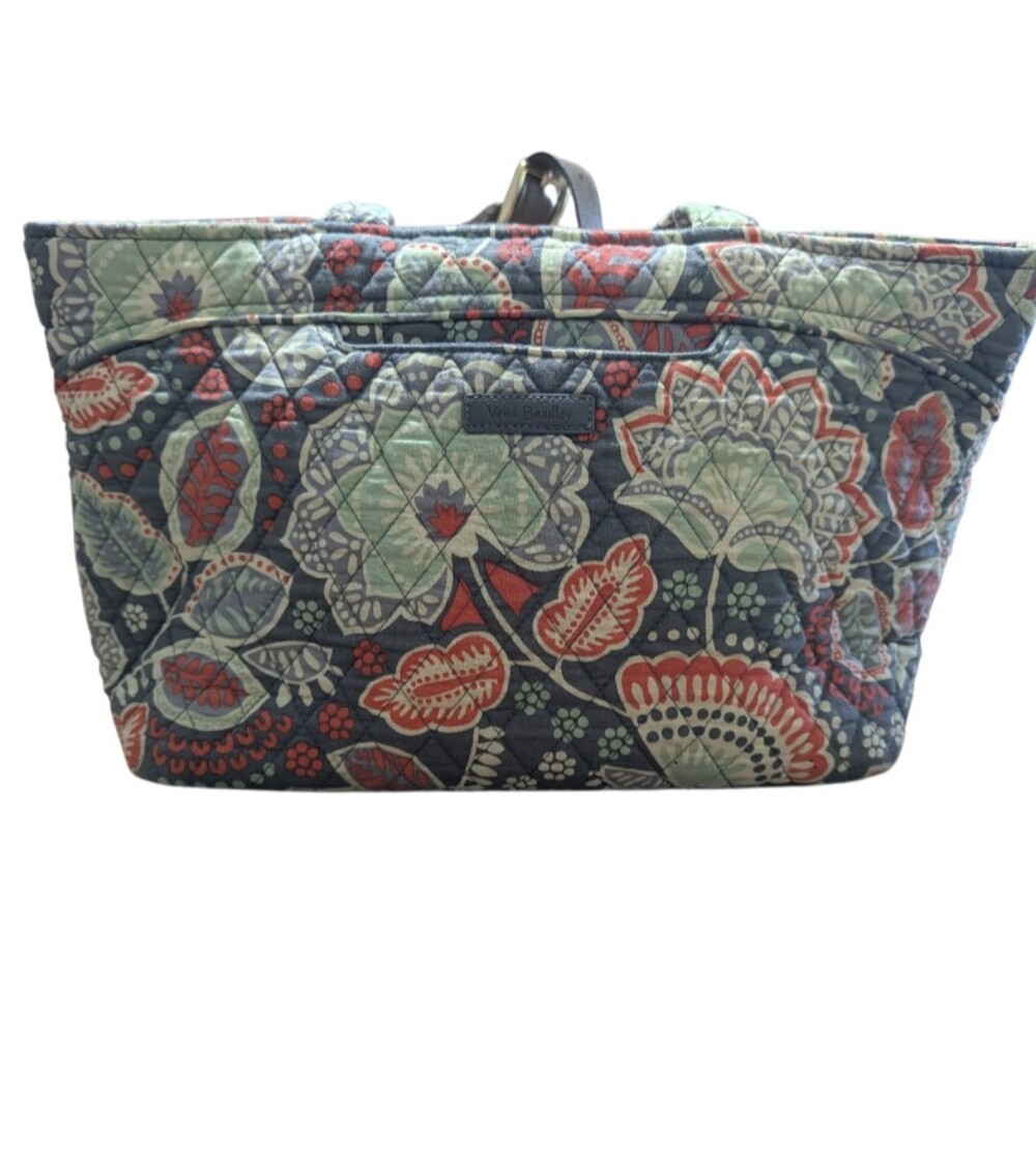 Vera Bradley Quilted Cotton Zip Top Tote Bag Paisley Nomadic Floral - Picture 3 of 11